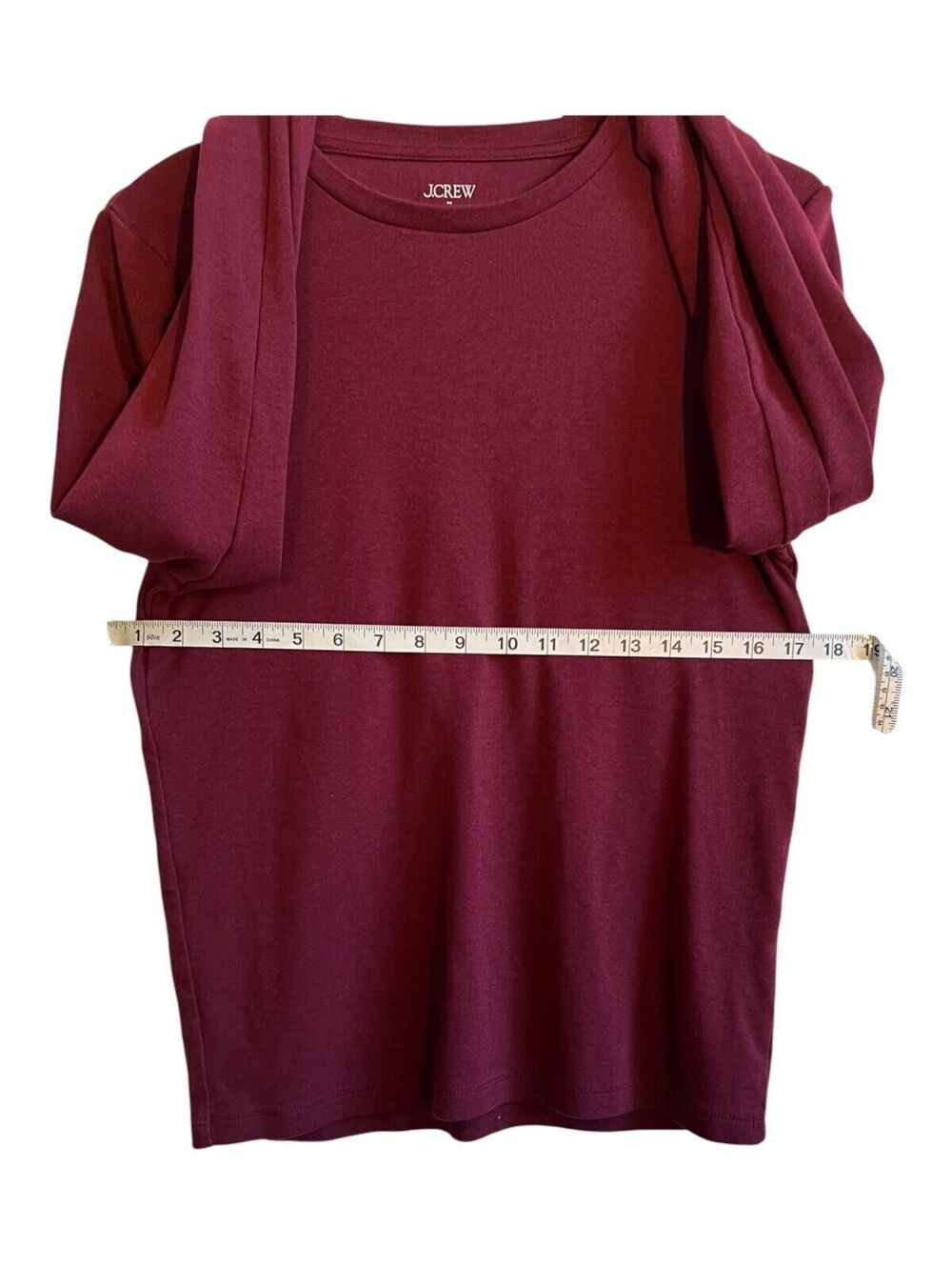 J.Crew - Everyday Tee Long Sleeve Burgundy - Crew Neck - Women's Large - Picture 3 of 5